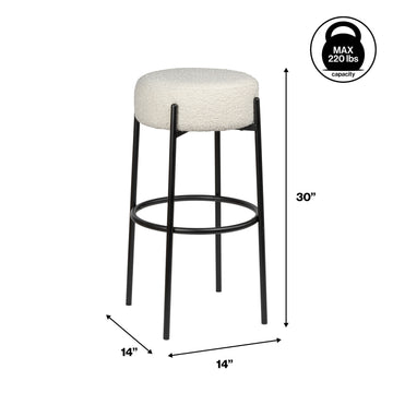Paola Modern Metal/Bouclé Cushioned Counter & Bar Stool - JONATHAN Y